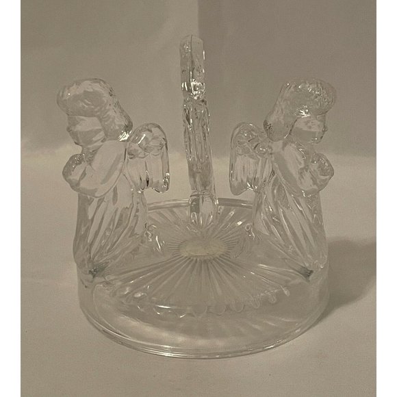 Vintage Three Praying Angels Crystal Clear Votive Candle Holder Made In Taiwan - Picture 2 of 8